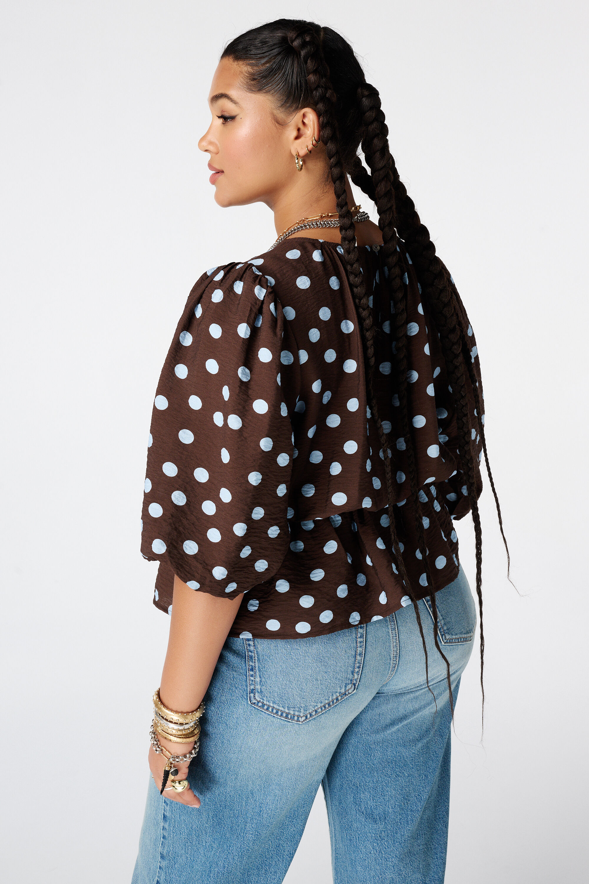 Getailleerde blouse met polka dot image number 3