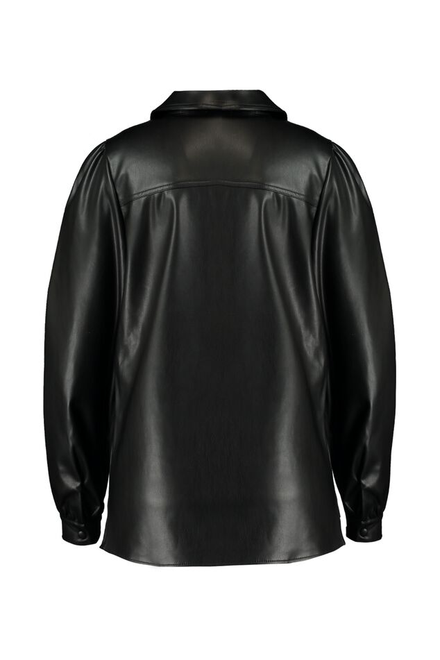 Imitatieleren blouse met pofmouwen image number 2