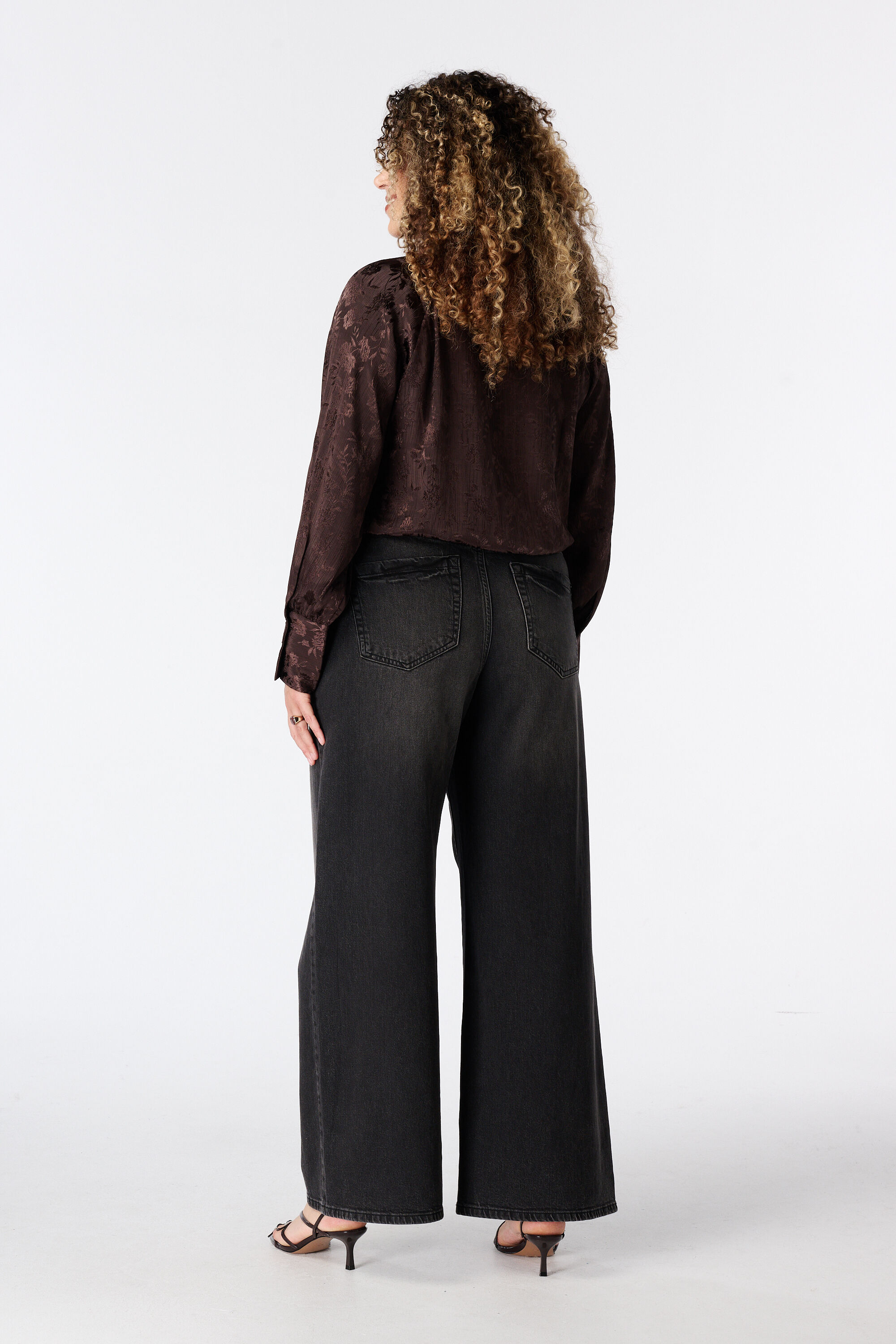Wide leg jeans met hoge taille image number 3
