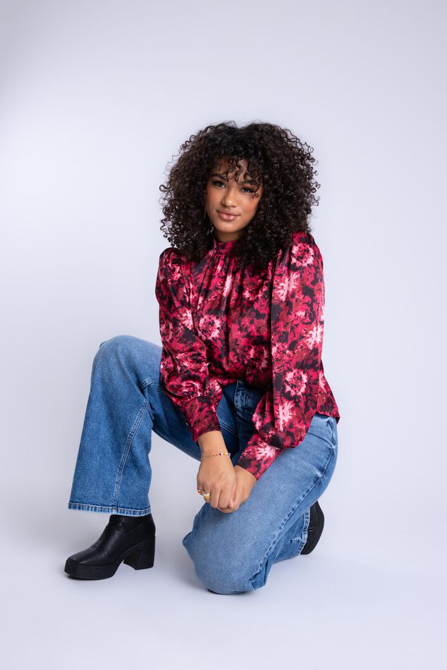 Satijnen blouse met print image number 7