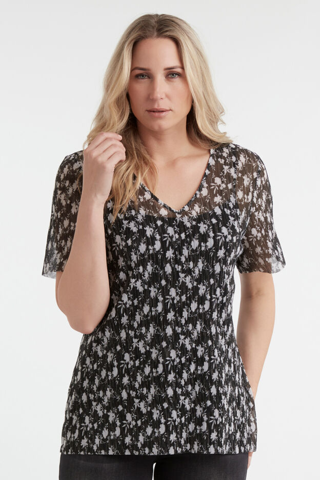 Pliss&eacute; top met print image number 5