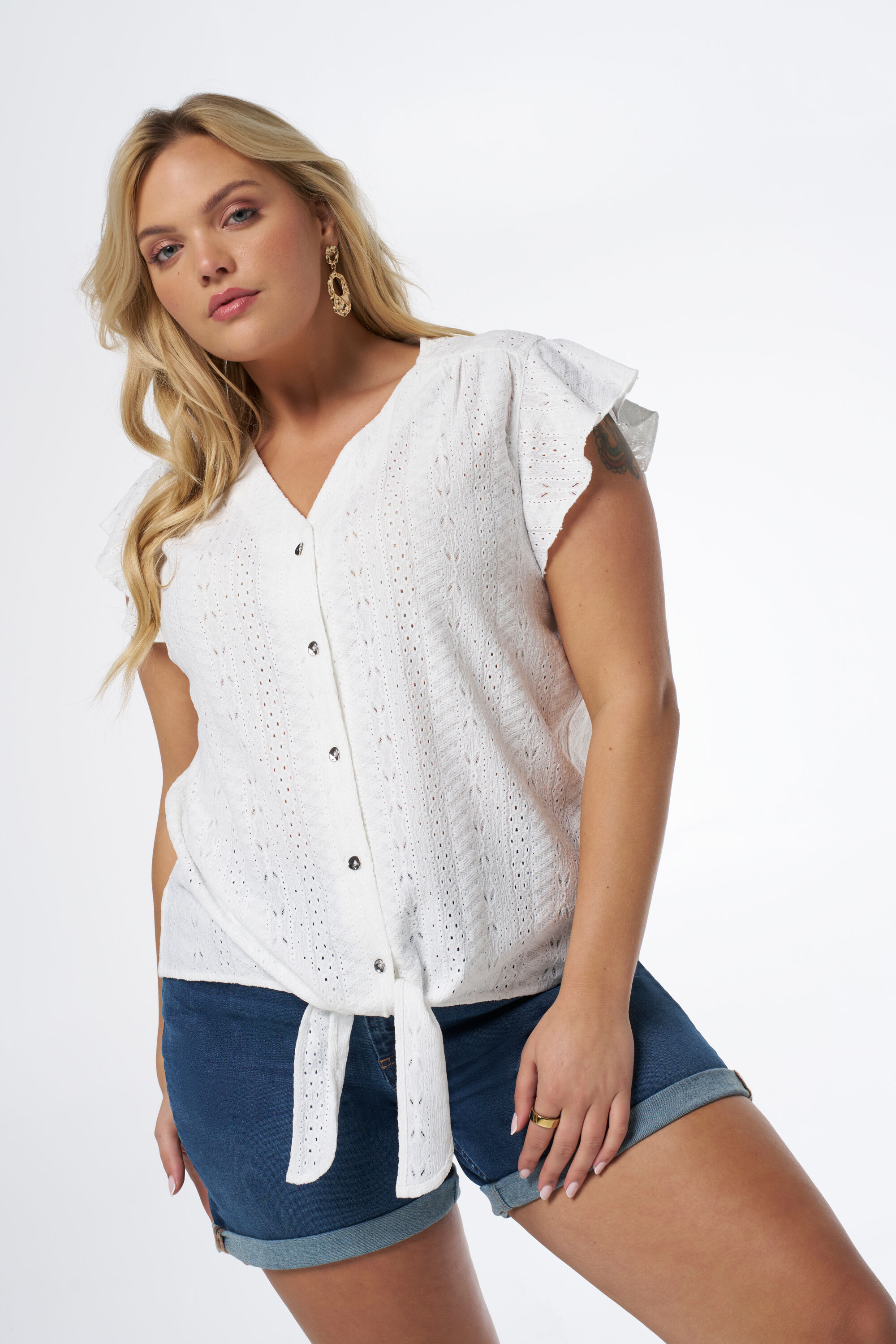 Gehaakte top met strikdetail image number 0