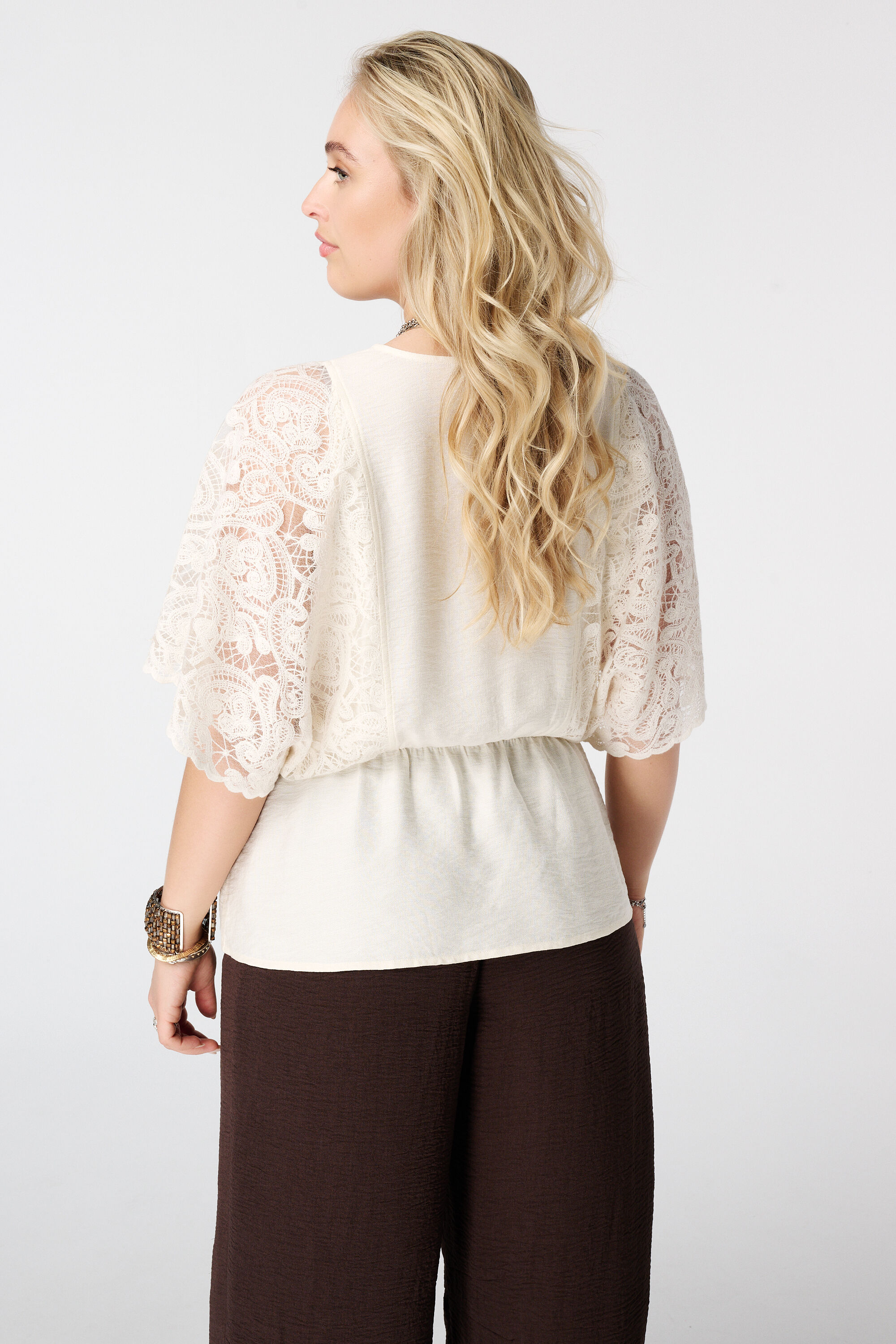 Blouse met kanten mouwen image number 3