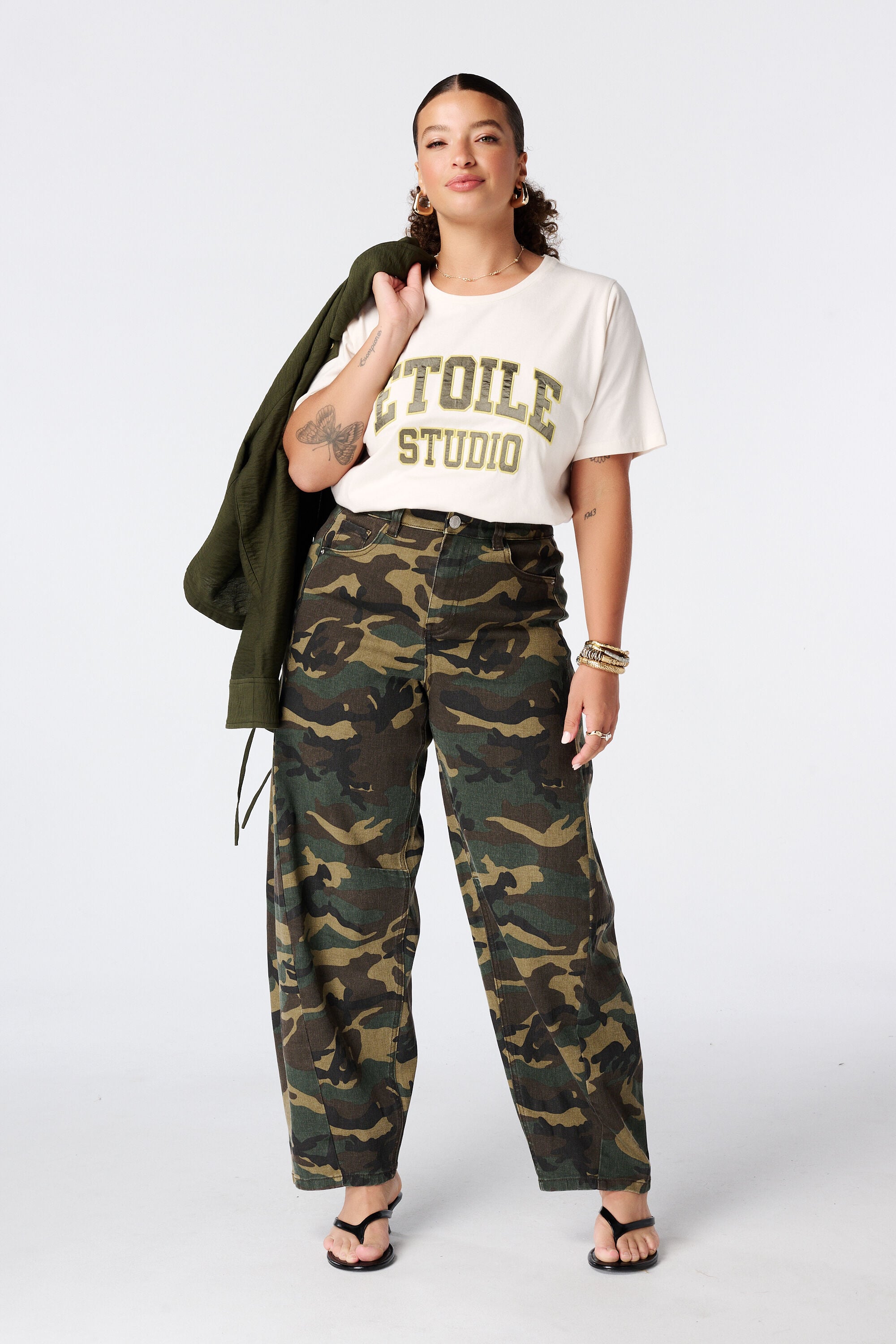 Balloon jeans met camouflage print