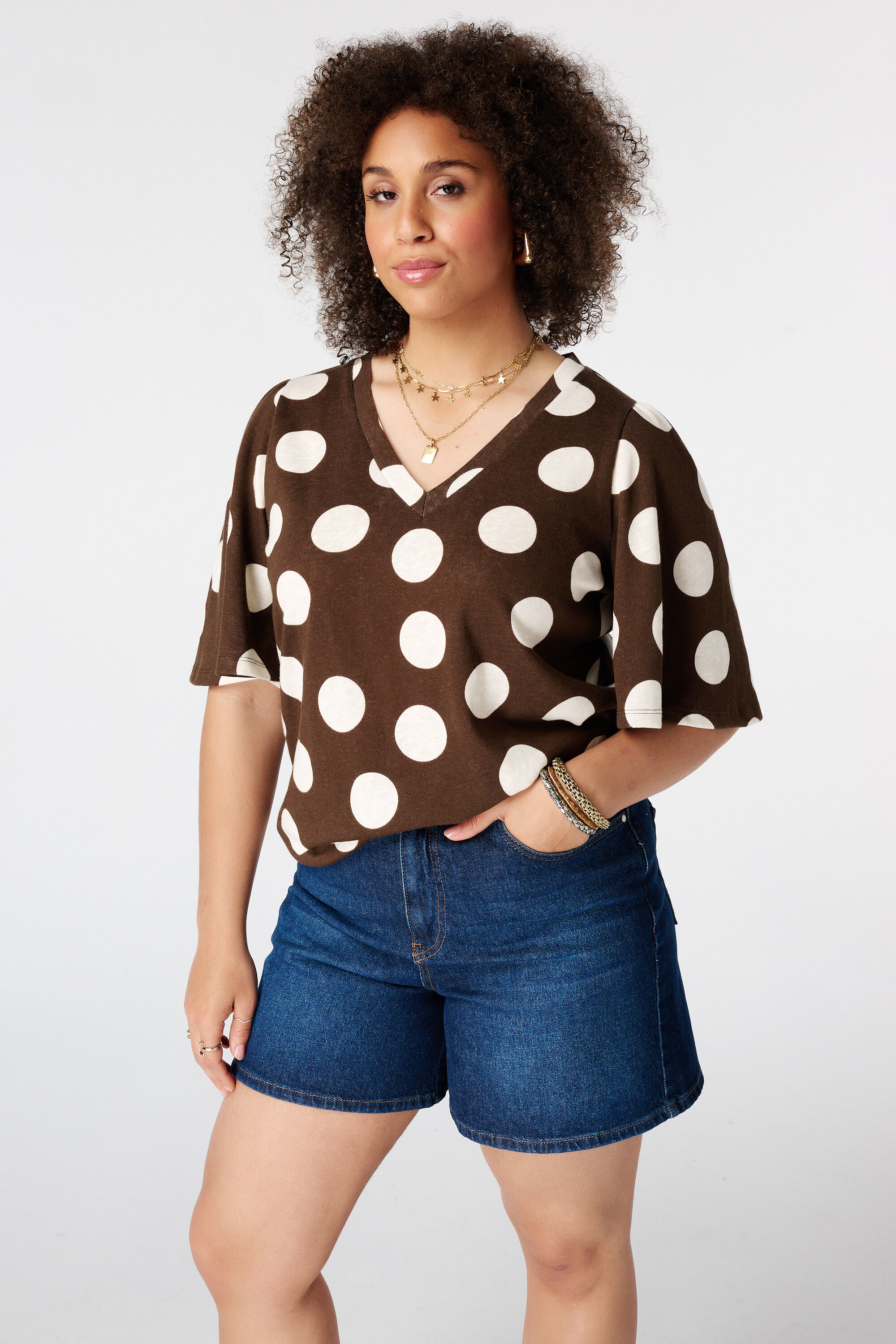 T-shirt met V-hals