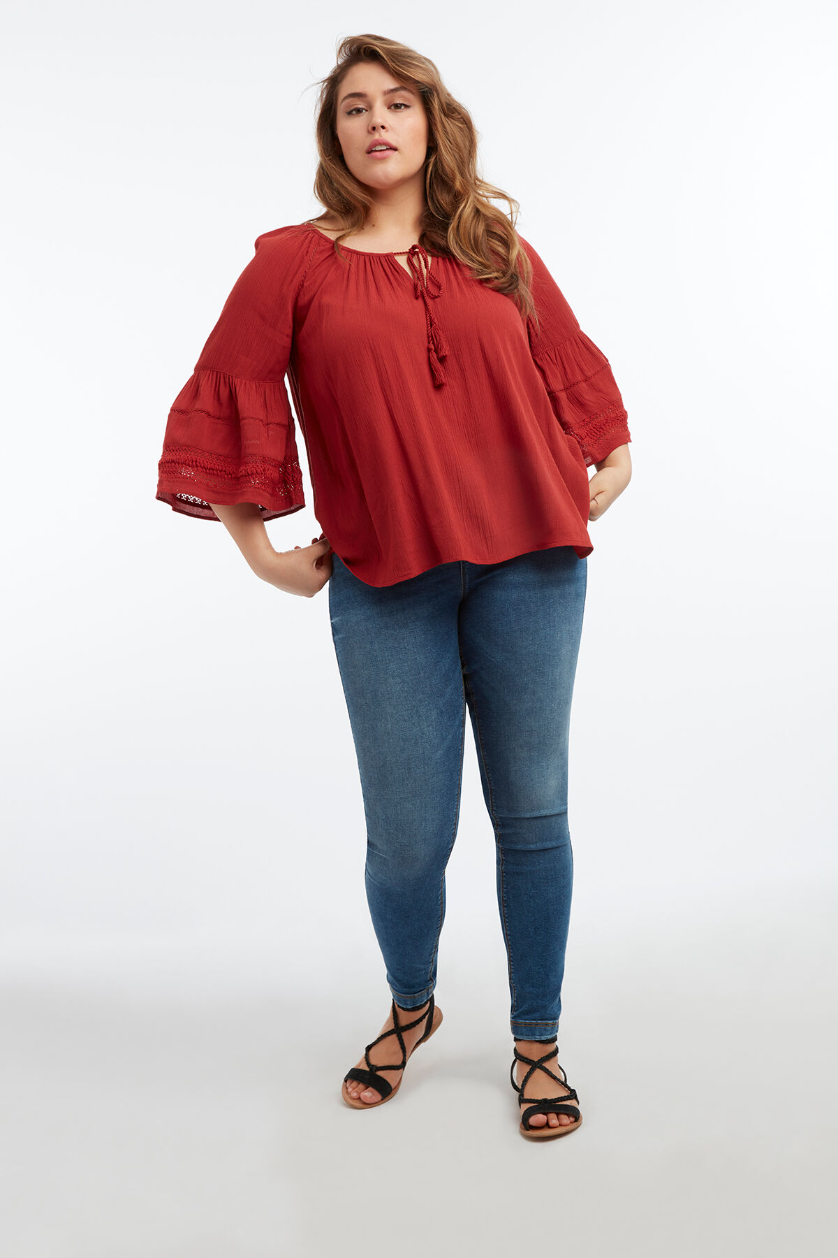 Blouse met trompetmouwen image number 4