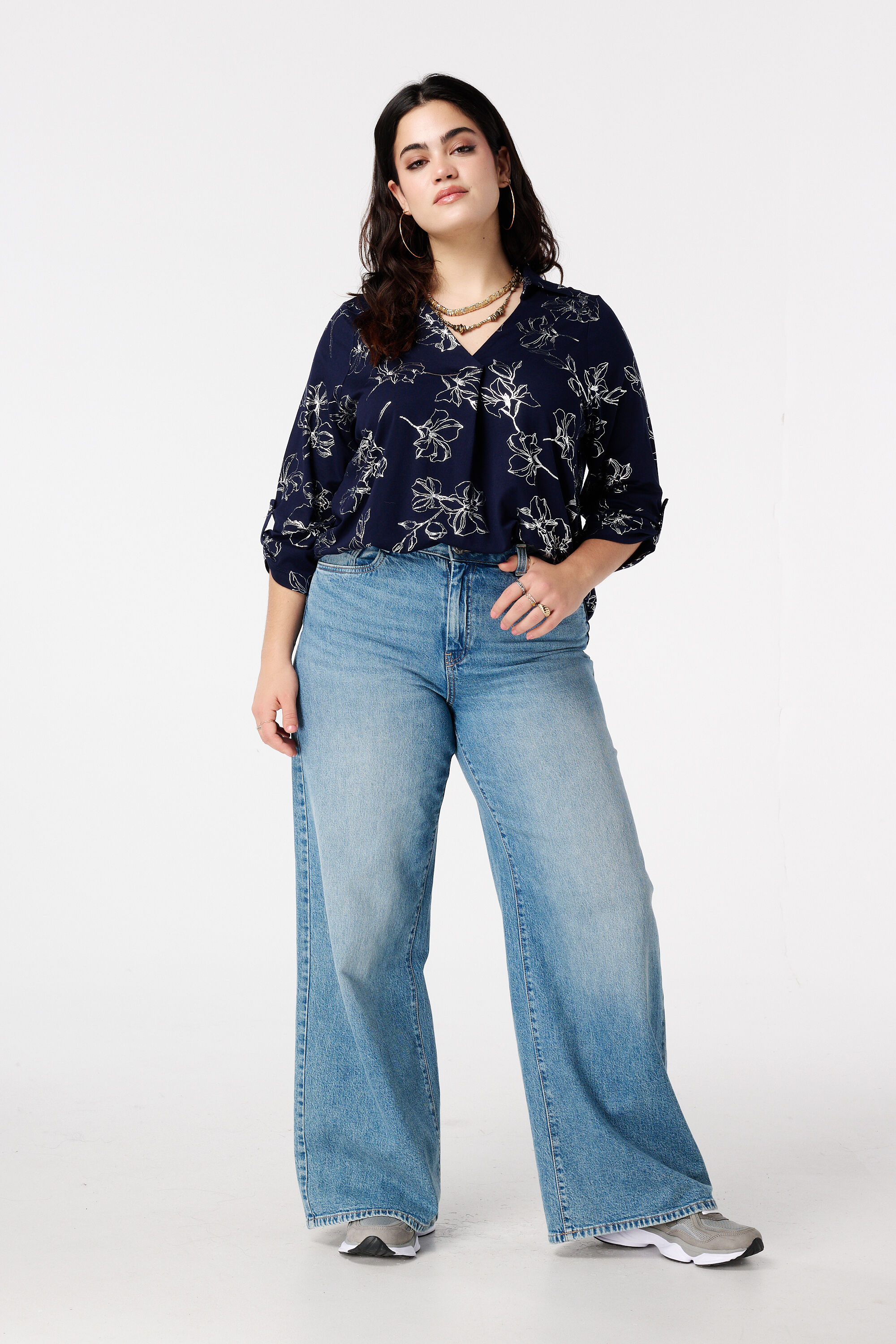 Top met stretch en foil print image number 5