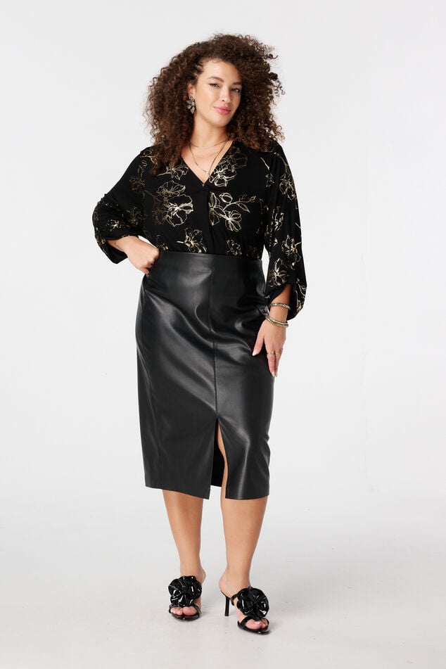 Top met stretch en foil print image number 5