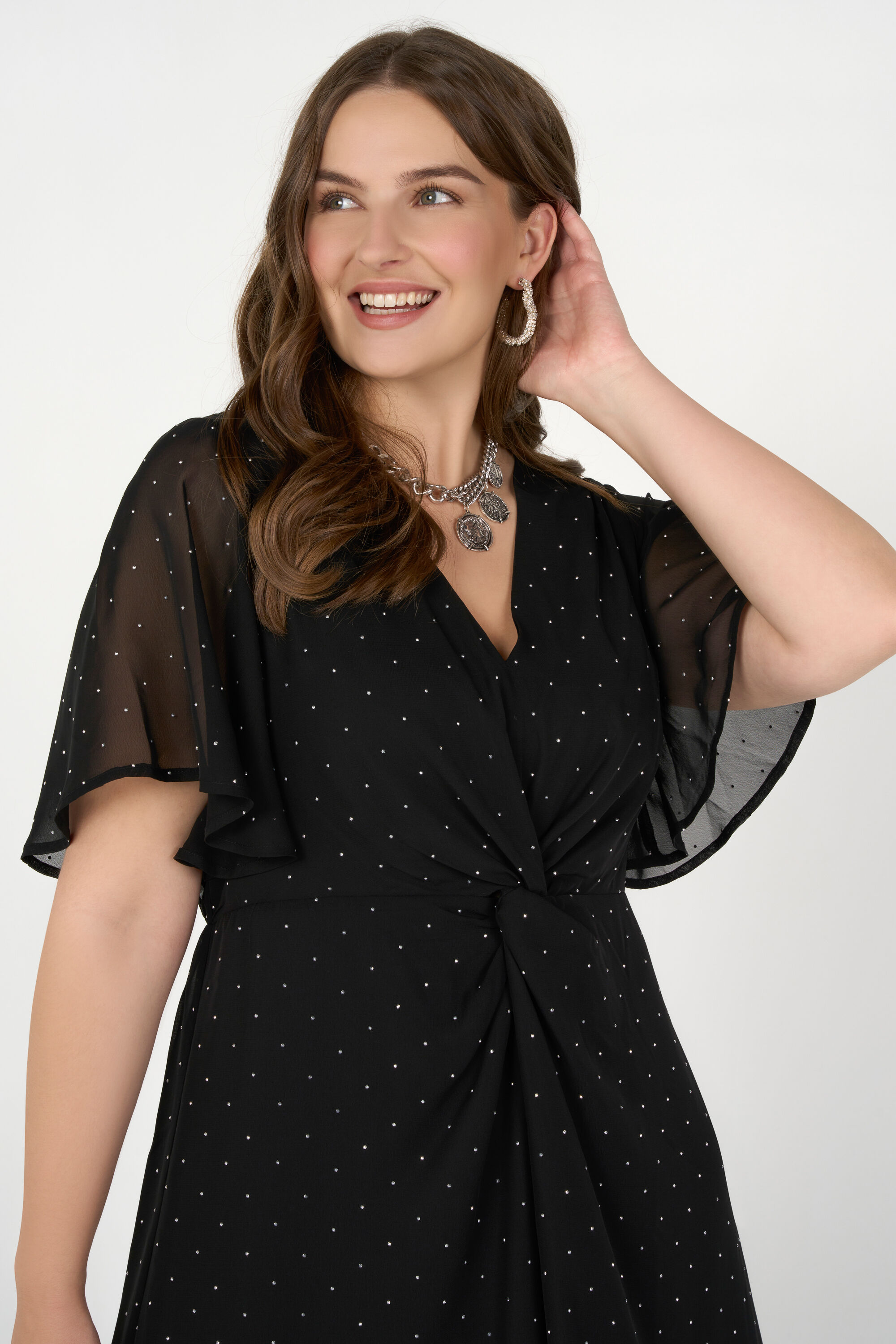 Maxi jurk met zilveren details image number 5