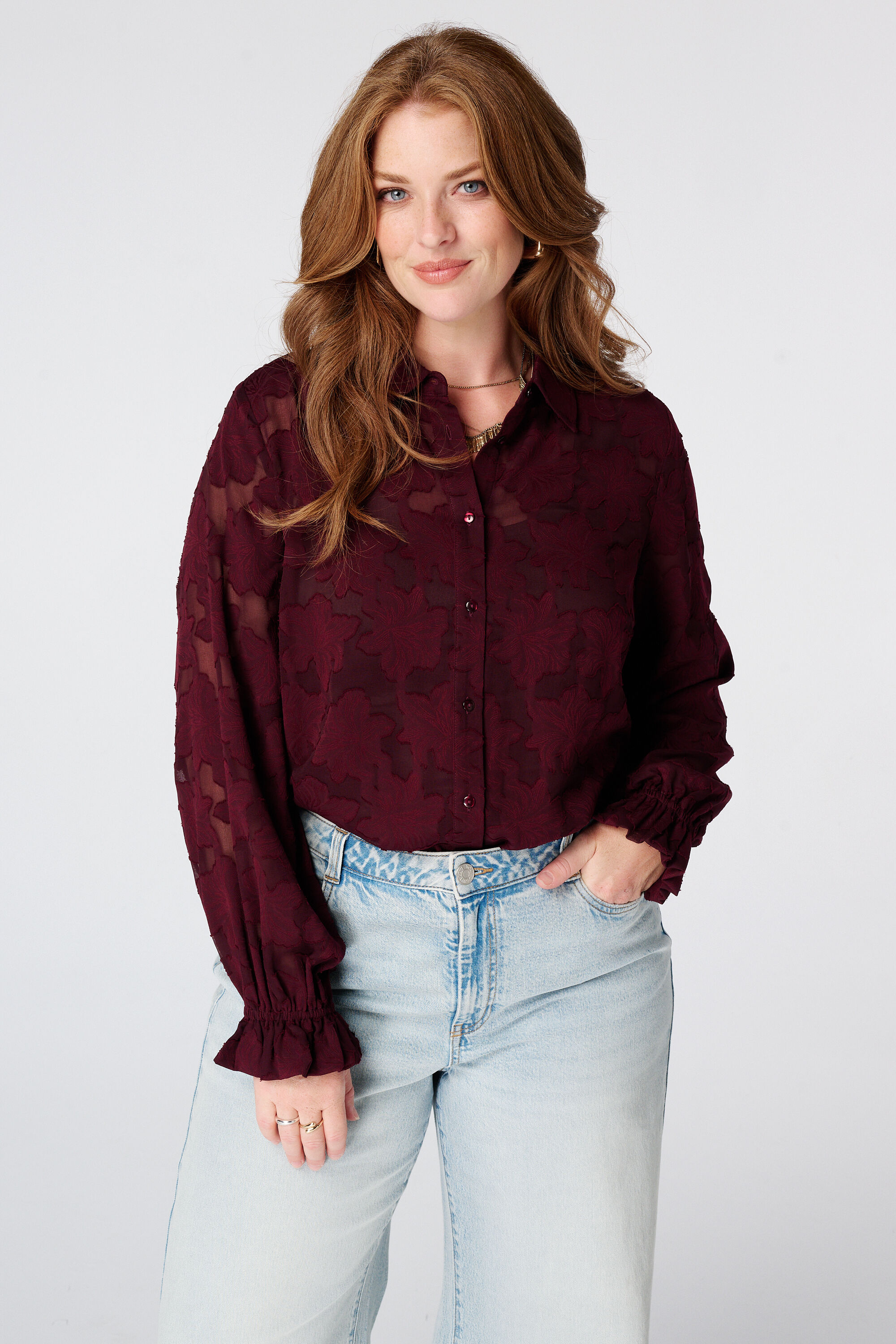 Sheer blouse met bloemen structuur