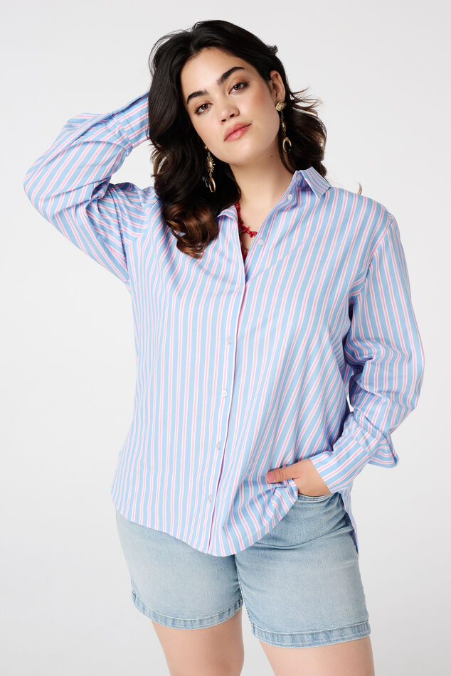 Overhemdblouse van katoen image number 0
