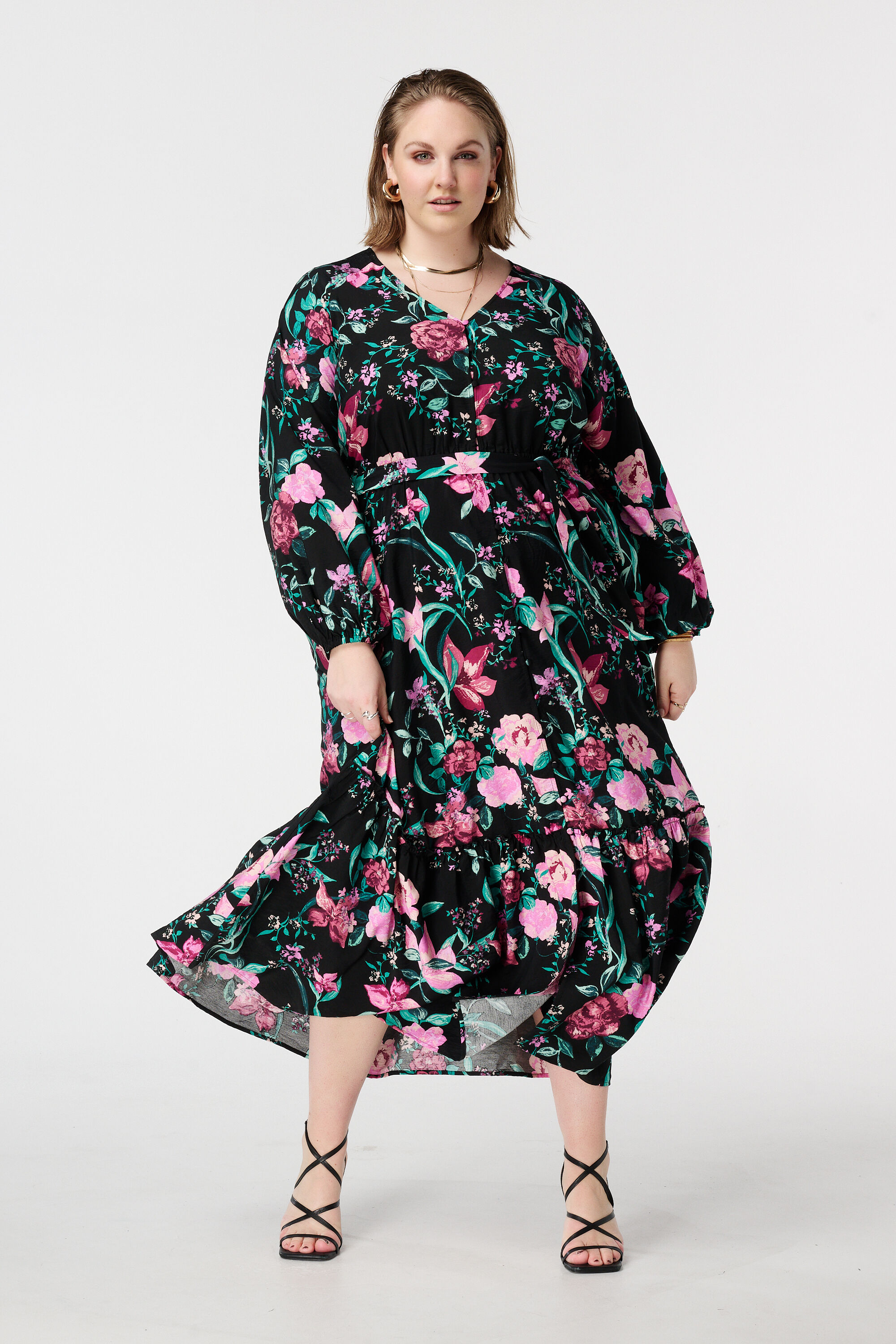 Midi jurk met ceintuur