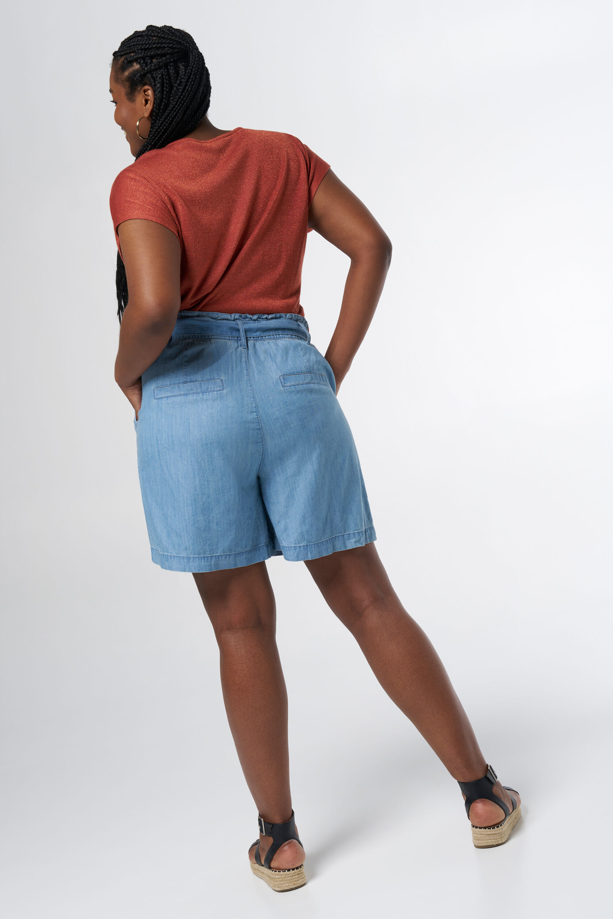 Paperbag shorts met denim look image number 3