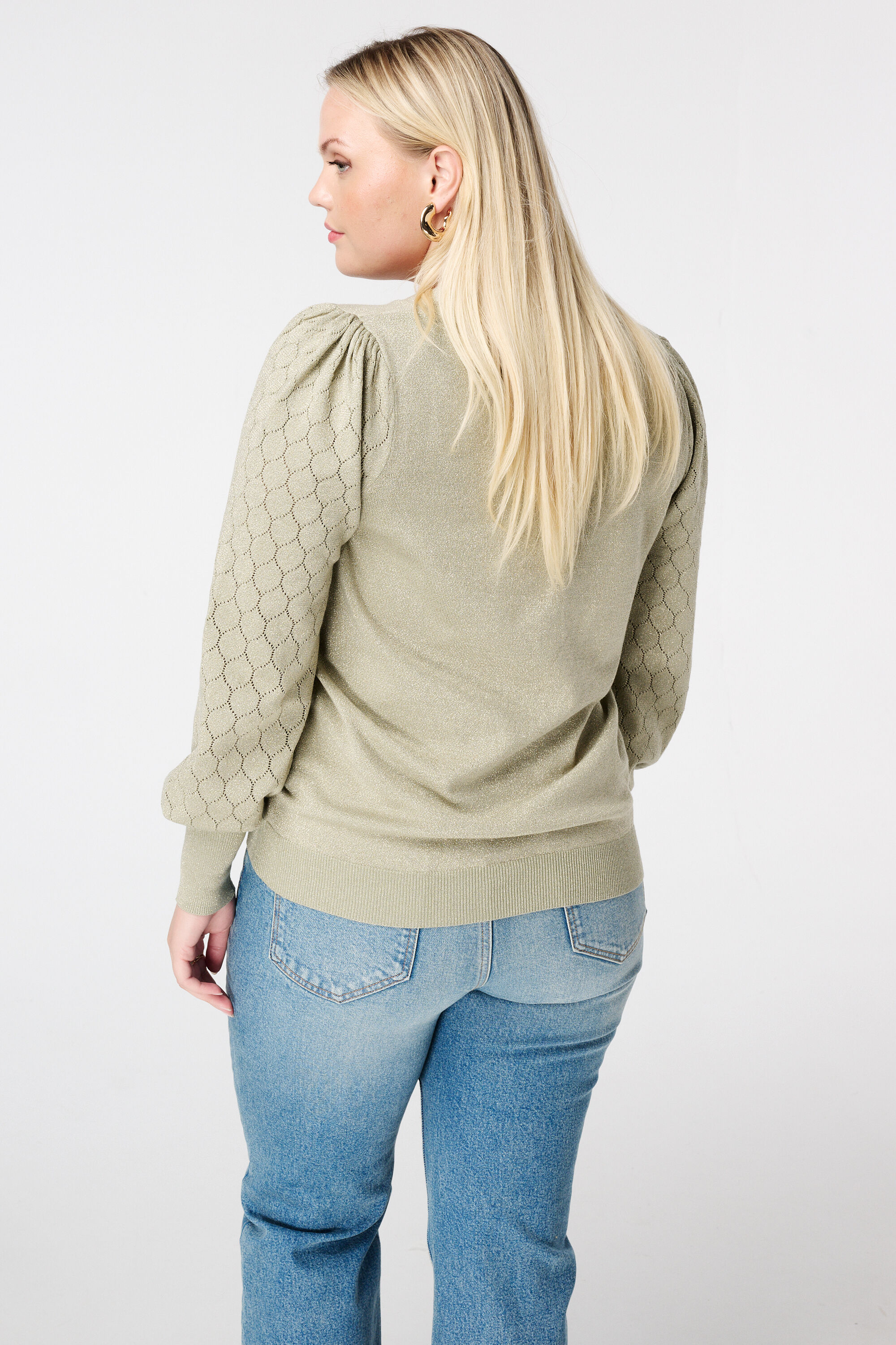 Trui met lurex en details op de mouwen image number 3