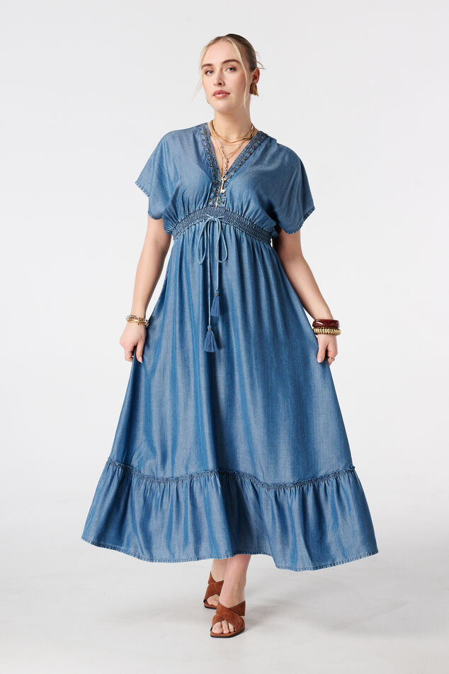 MOGSA Maxi Jurk Lente Lange Denim Jurk Vrouwen Herfst Lange Mouw Turn MOGSA Maxi Jurk Lente Lange Denim Jurk Vrouwen Herfst Lange Mouw Turn