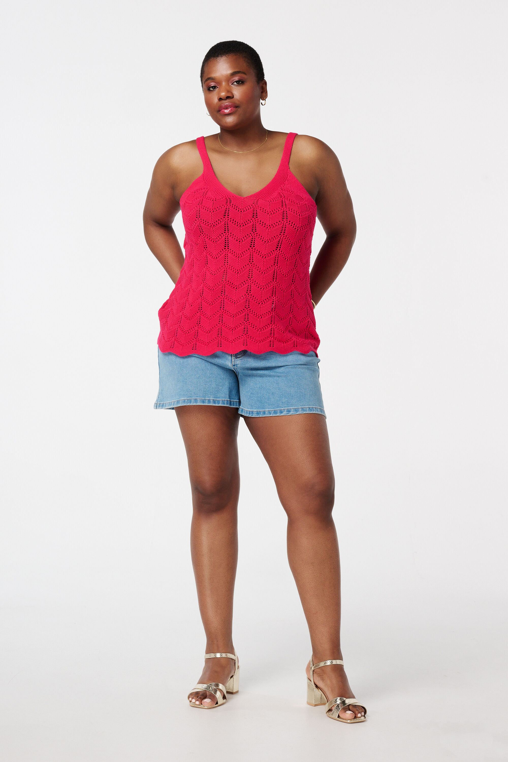 Gehaakte top met v-hals image number 5