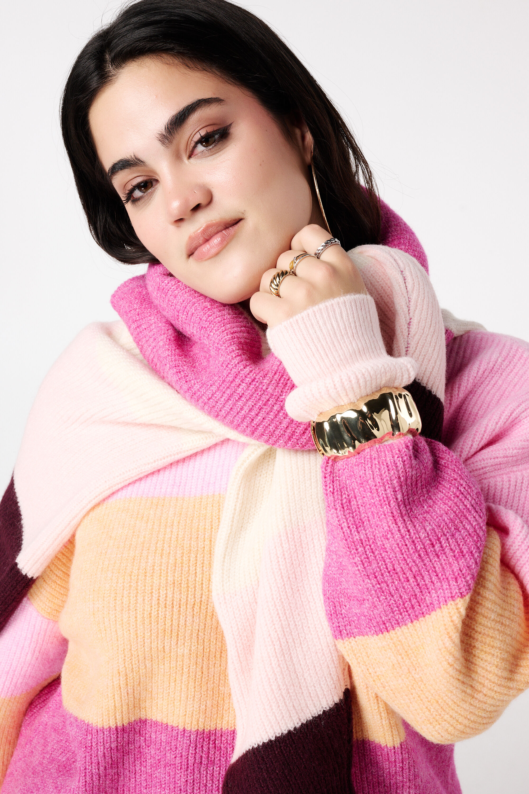 Gebreide trui met uitlopende mouwen image number 4