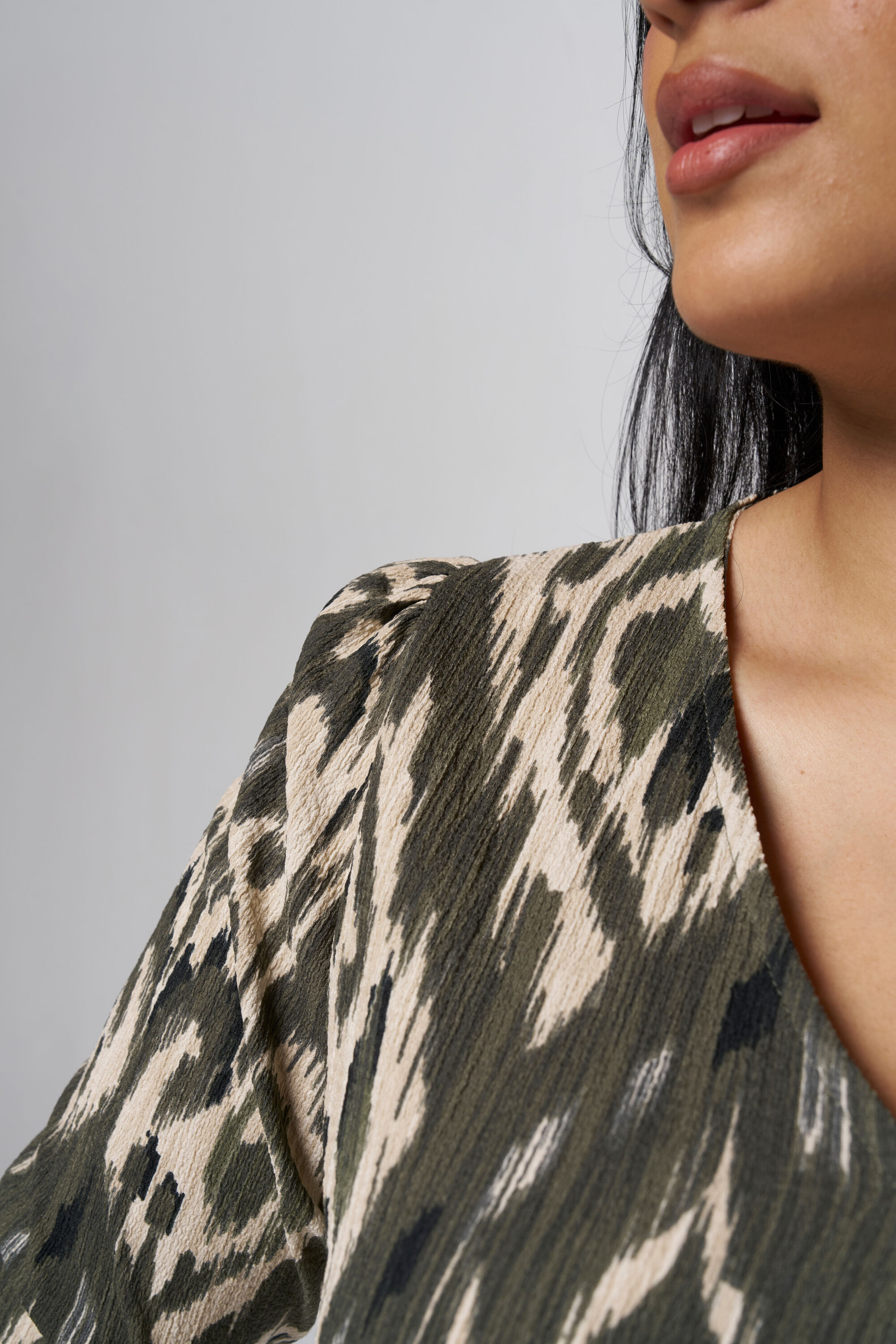 Midi jurk met structuur en print image number 4