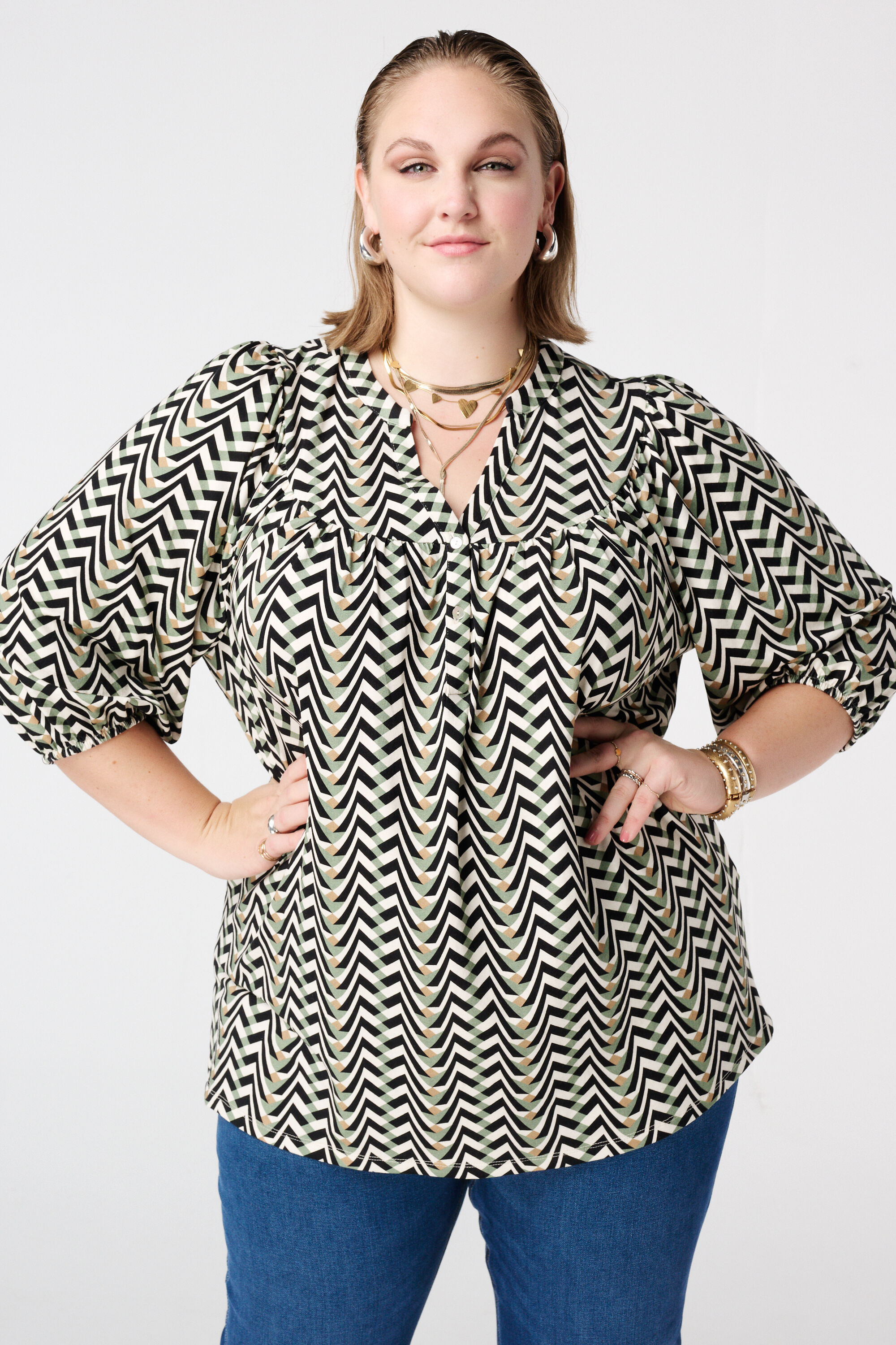 Jersey top met print