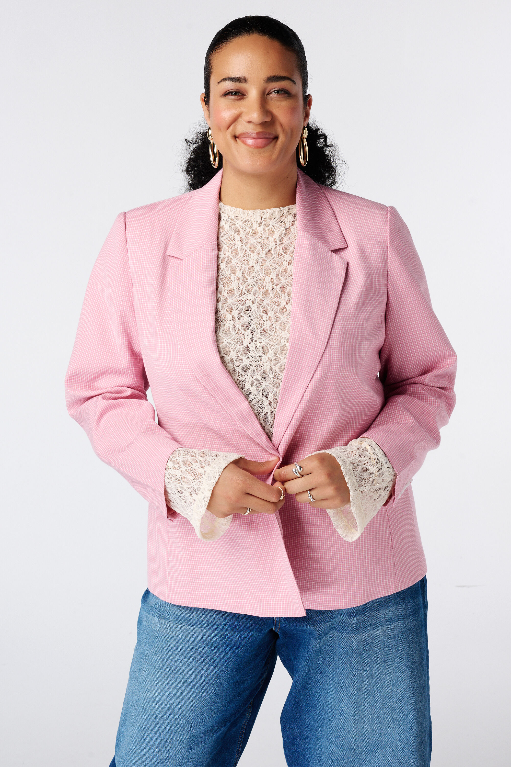 Geruite single breasted blazer image number 0