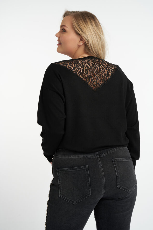 Crochet top met ajourpatroon en strikkoord image number 3