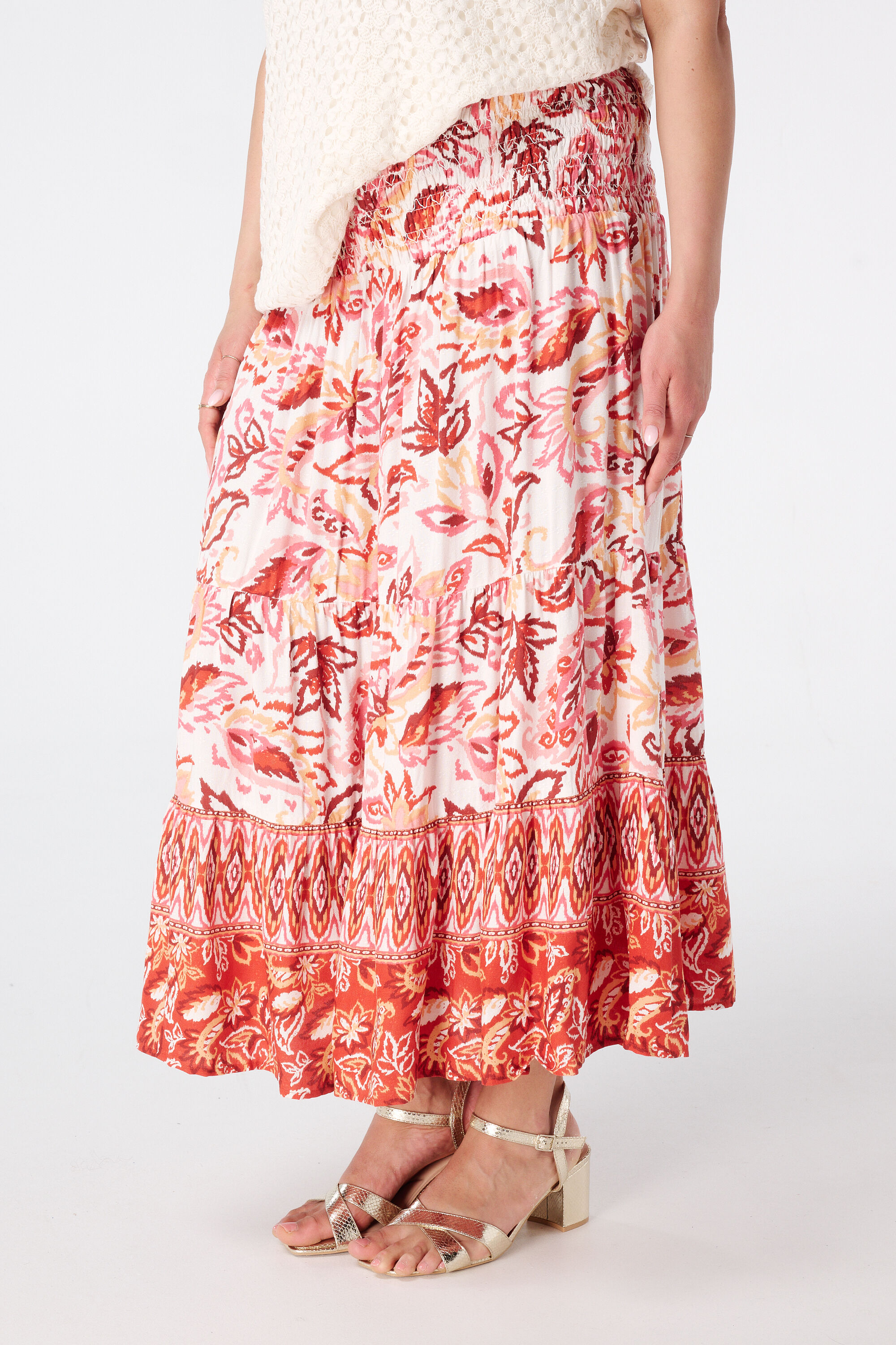 Rok met gesmokte tailleband image number 5