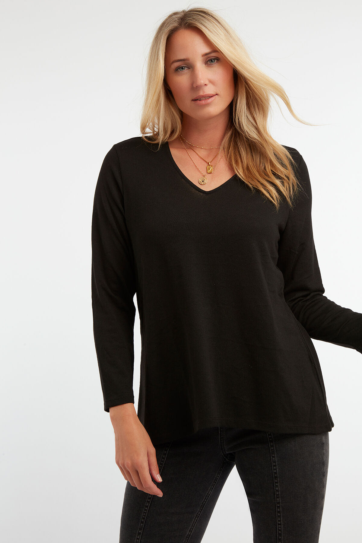 T-shirt met V-hals image number 3