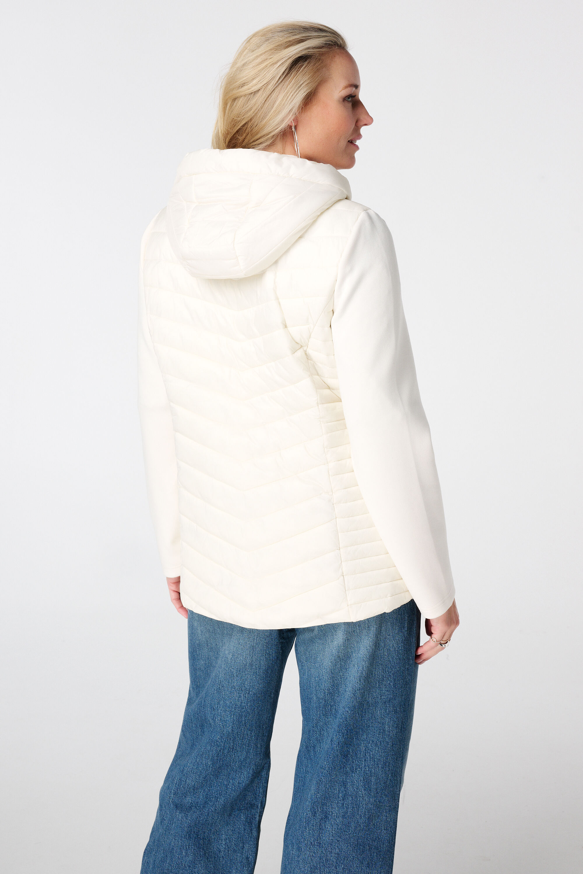 Gewatteerde jas met stoffen mouwen image number 3