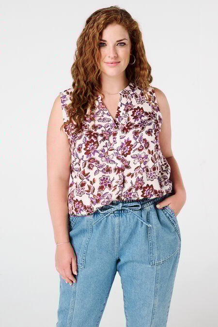 Top met V-hals en print Top met V-hals en print