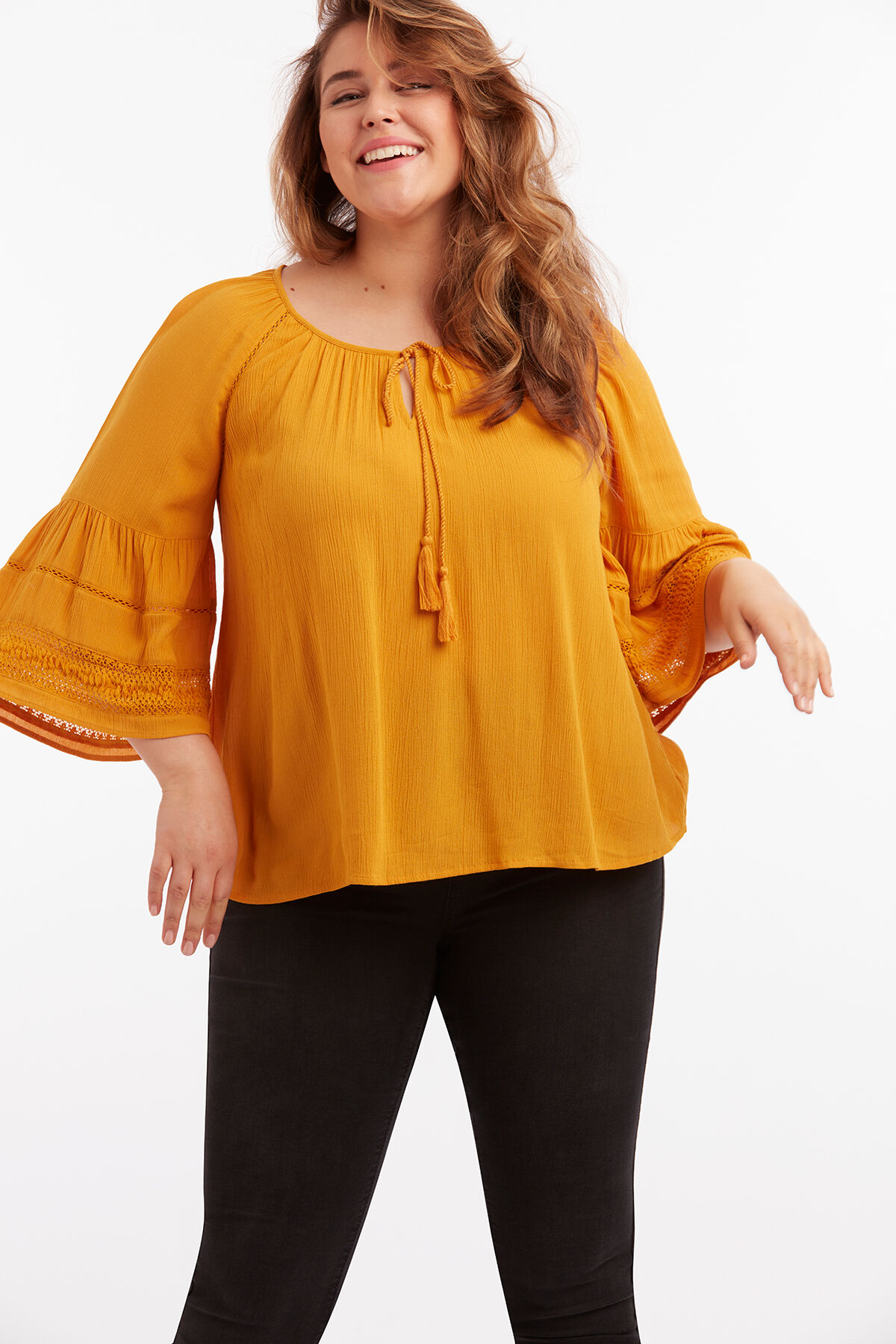 Blouse met trompetmouwen image number 4