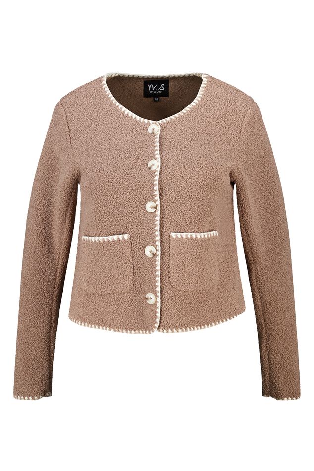 Teddy jasje met sierstiksels en knoopsluiting image number 1