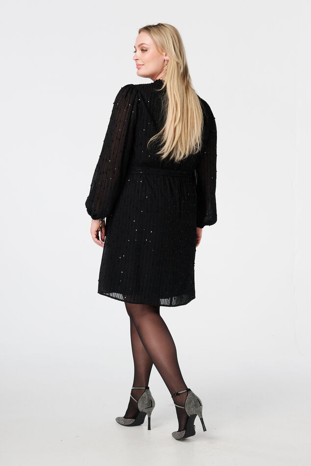 Jurk met glitter pailletten en ceintuur image number 3