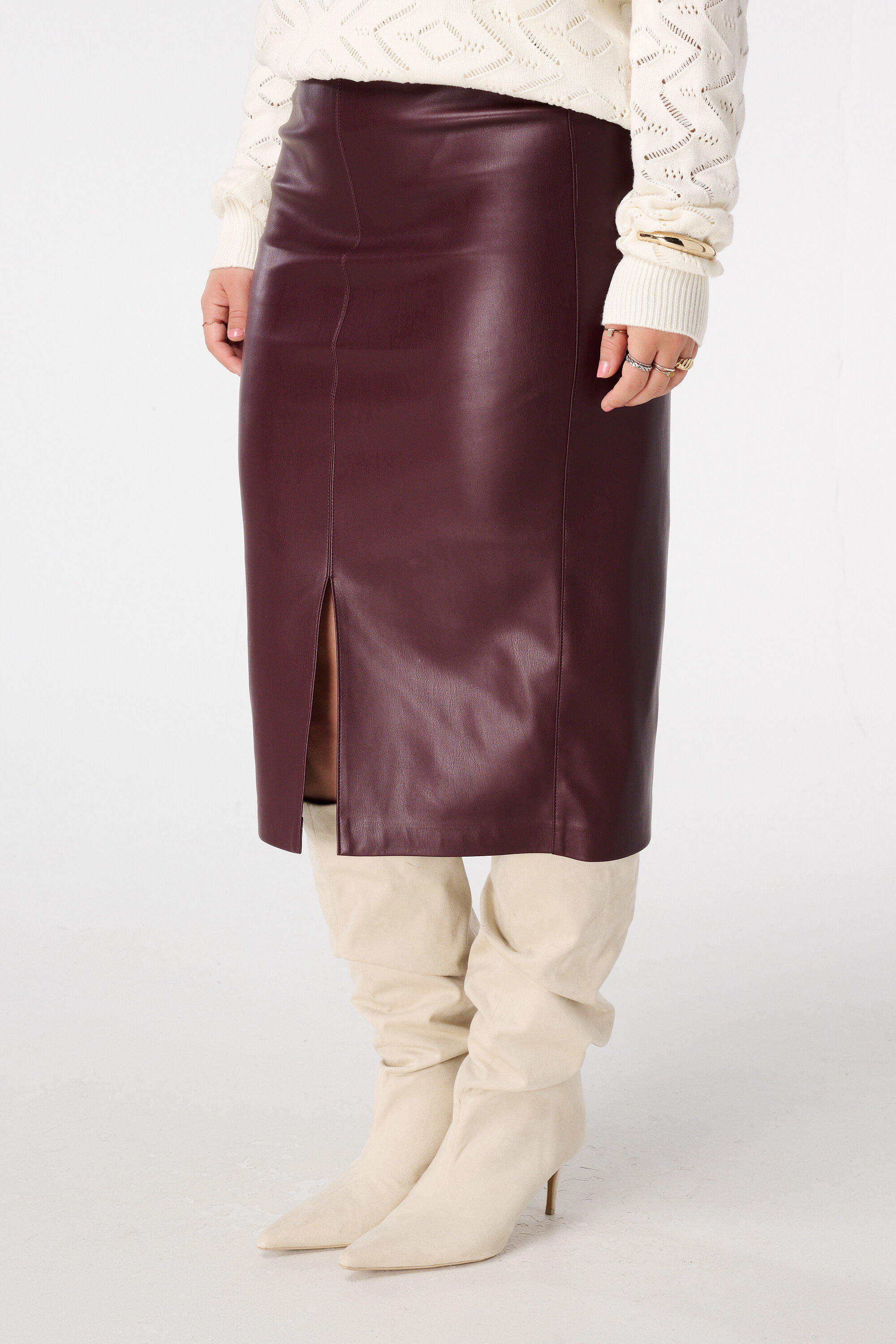 Midi rok van PU leerlook image number 5