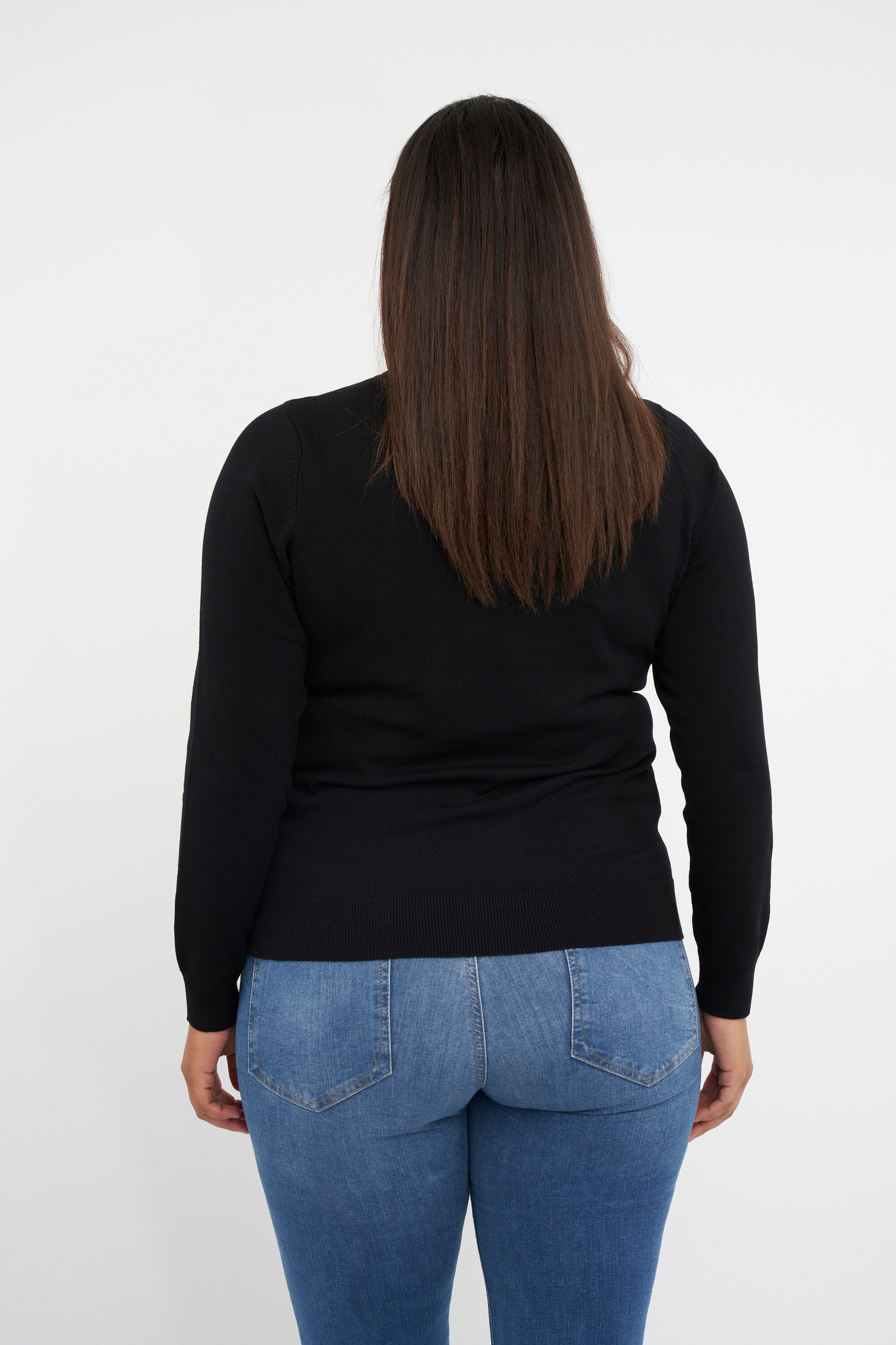 Fijngebreide trui met col image number 3