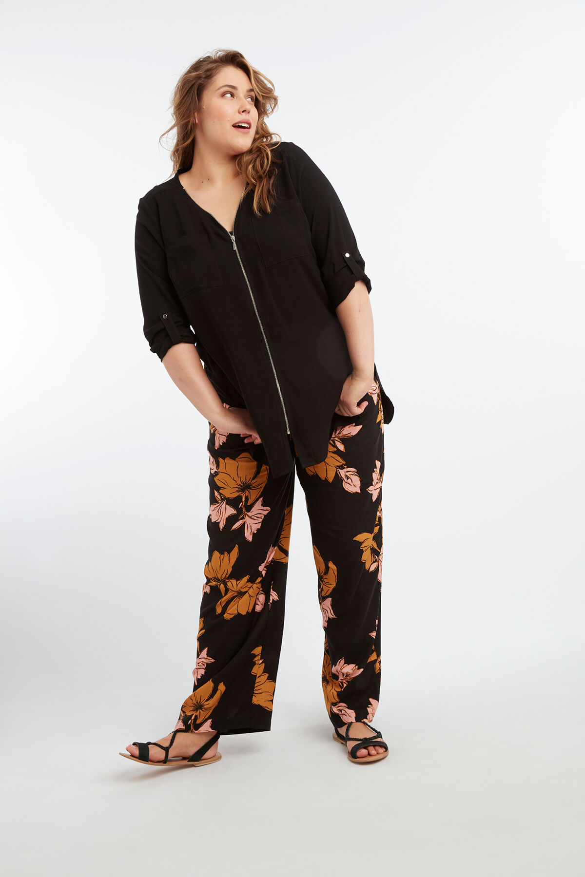 Lange blouse met rits image number 3