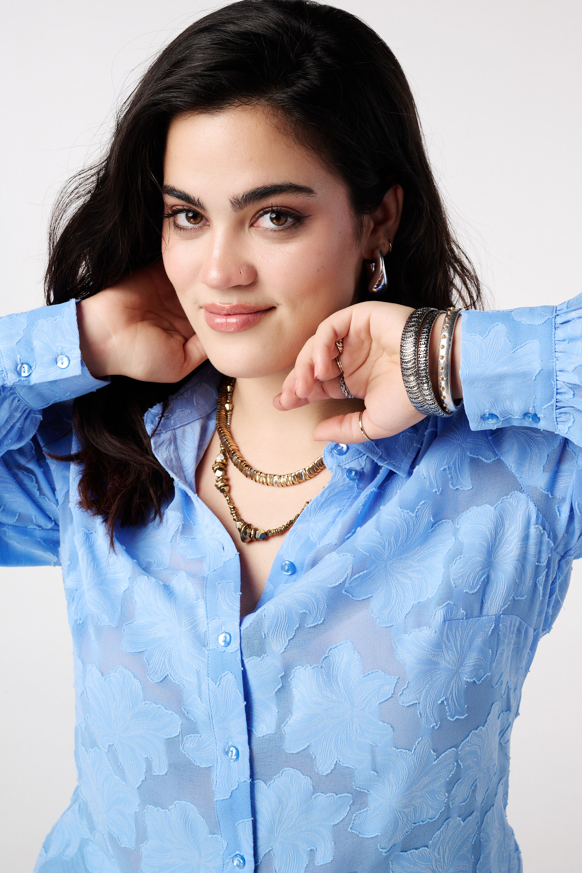 Sheer blouse met bloemen structuur image number 4