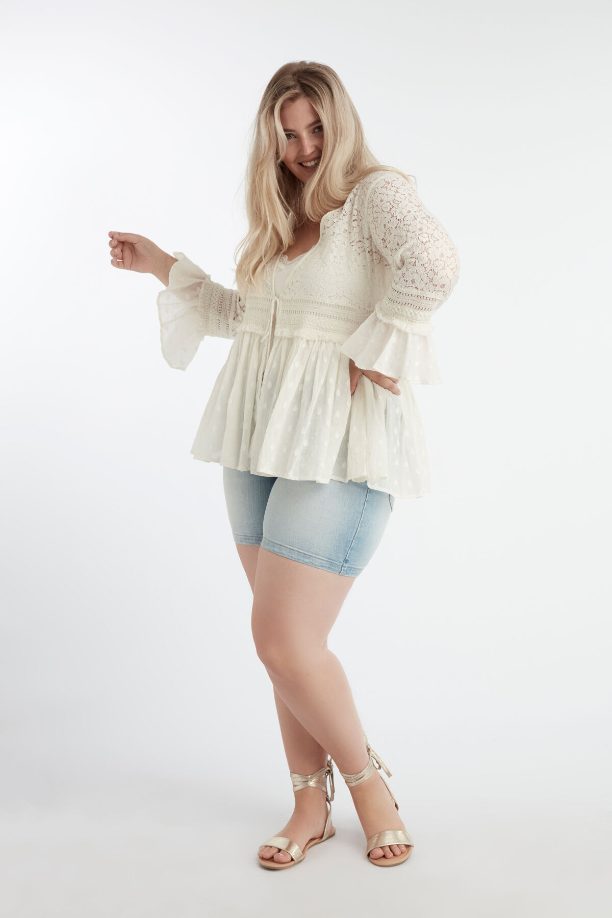 Blouse met kanten mouwen image number 5