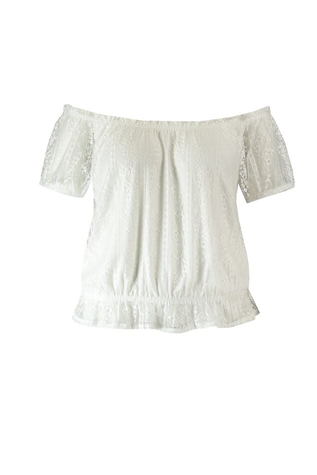 Off-Shoulder top met kant image number 2