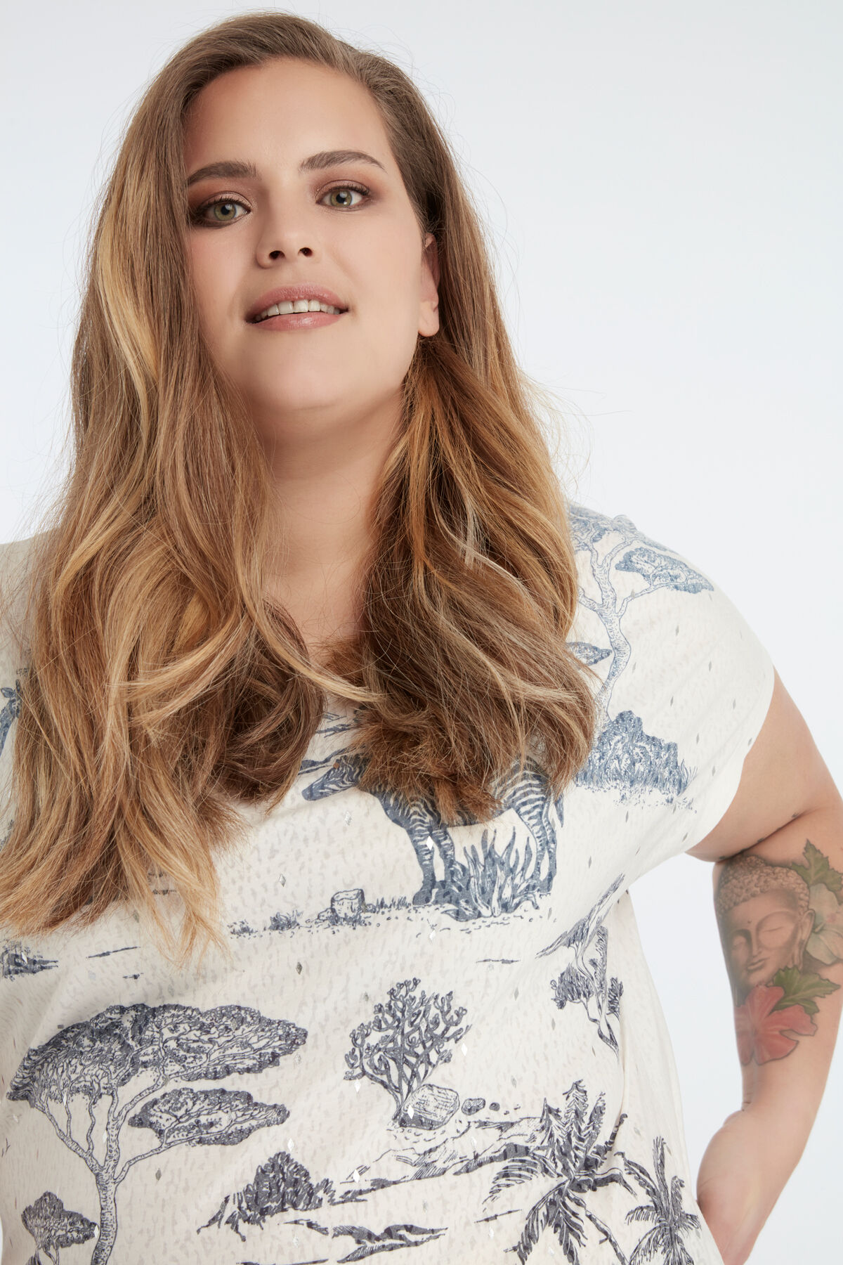 Blauw-wit safari T-shirt image number 5