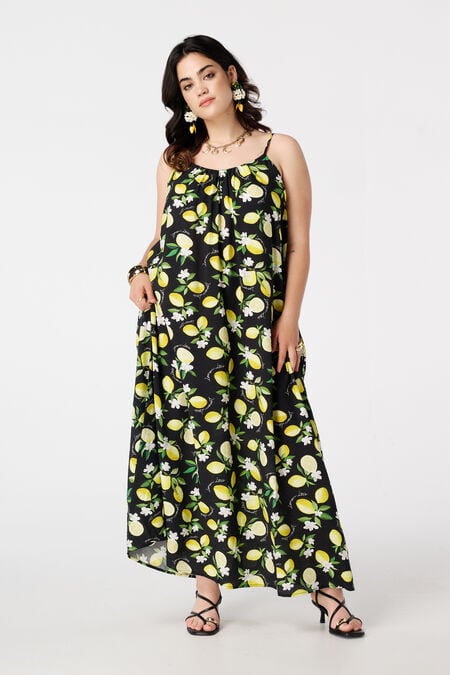 Maxi jurk met citroenprint Maxi jurk met citroenprint