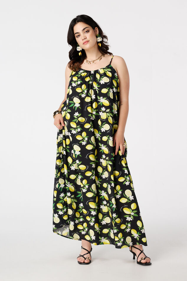 Maxi jurk met citroenprint image number 0