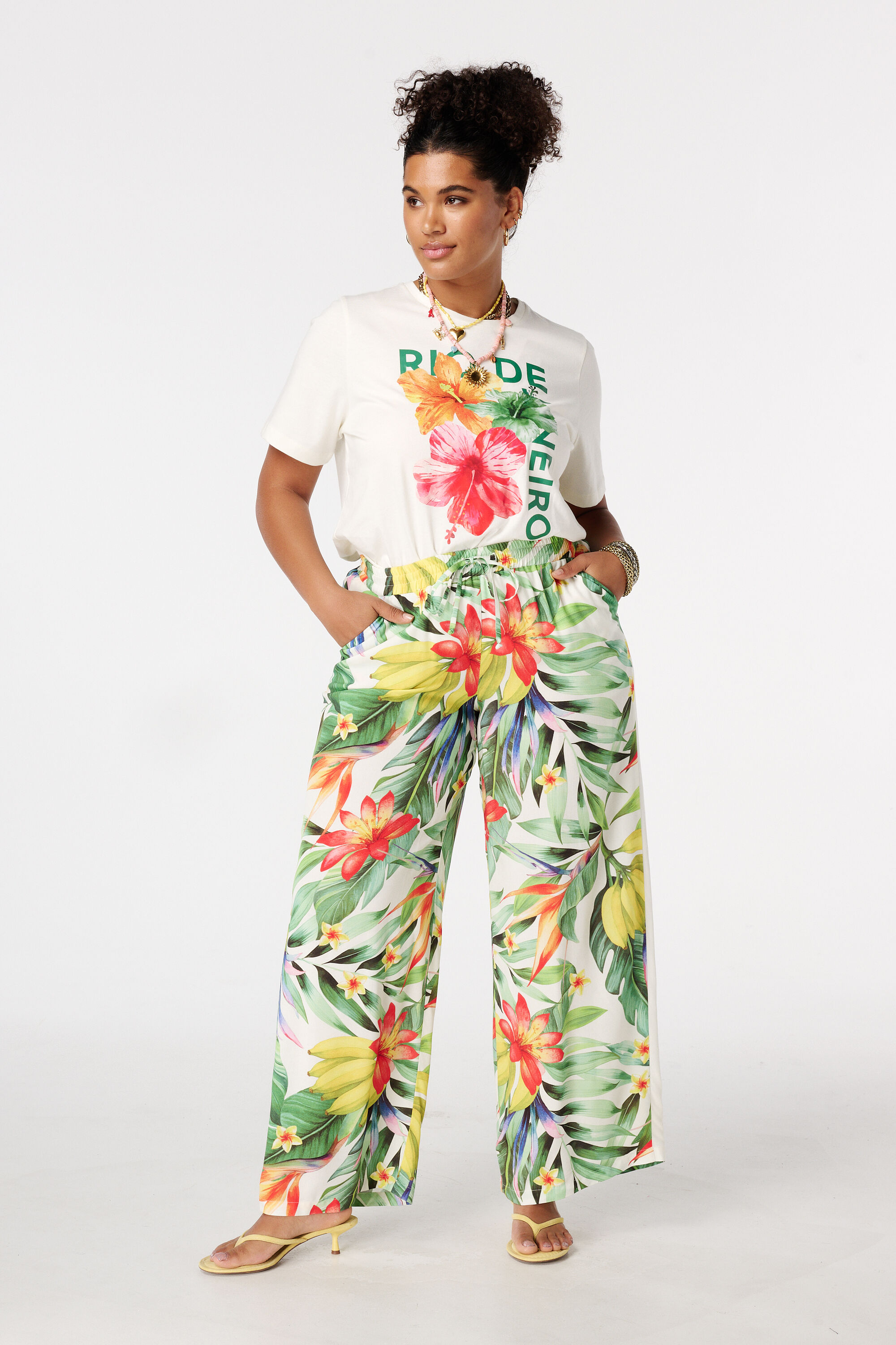 Wide leg broek met print