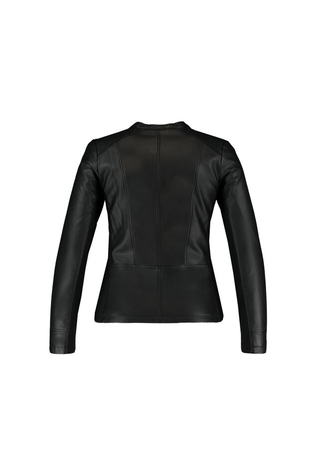 Imitatieleren bikerjack met ronde hals image number 2