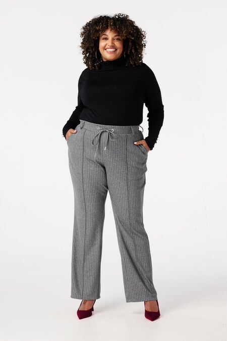 Broek met elastische taille en krijtstreep Broek met elastische taille en krijtstreep