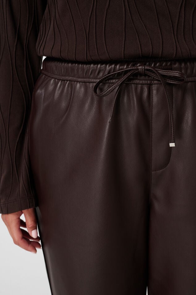 Wide leg broek met zijstreep van PU image number 4