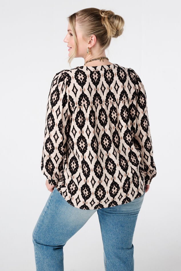 Blouse met print en klosjes image number 3