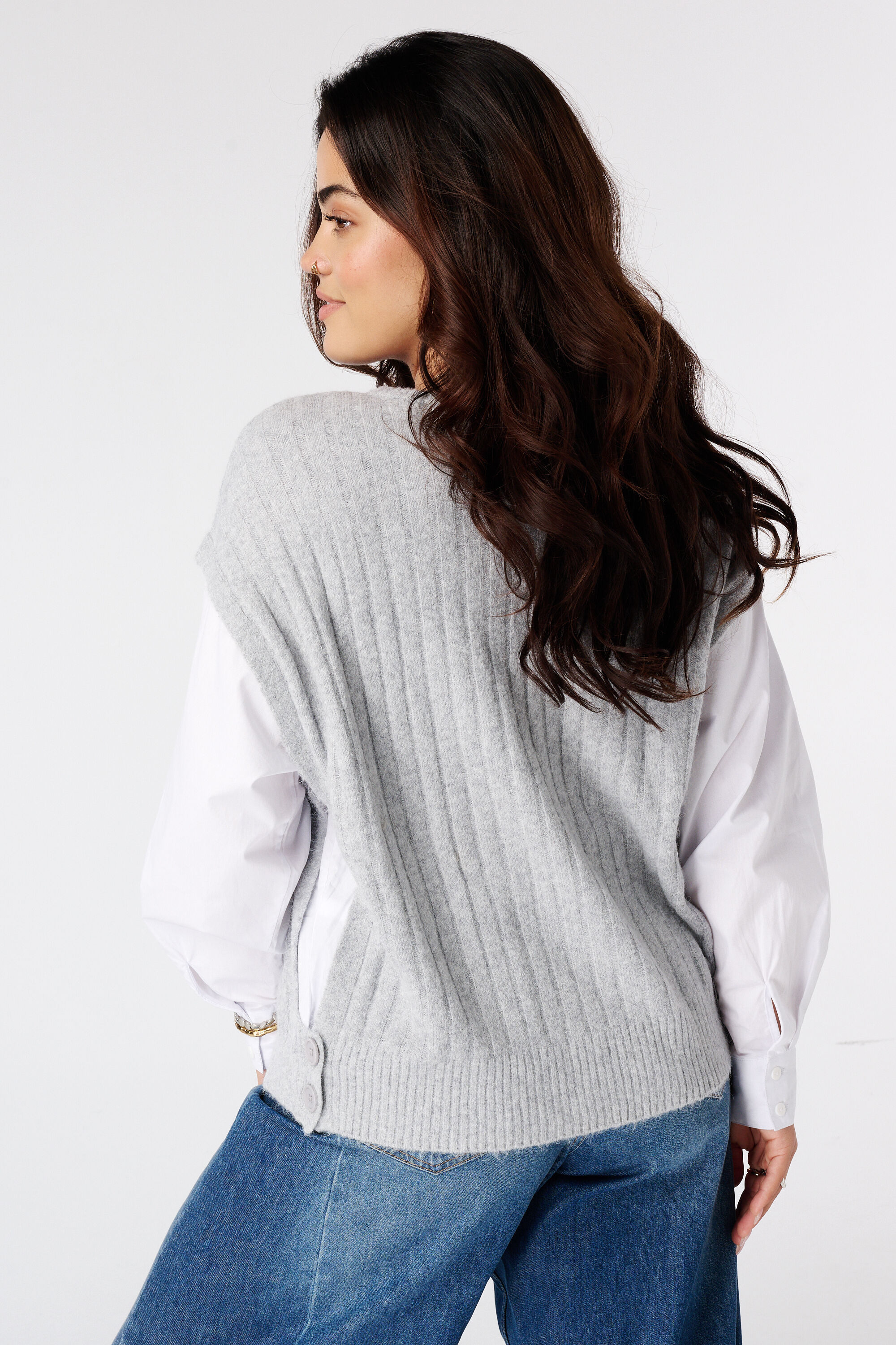 Trui met contrasterende blouse mouwen image number 3