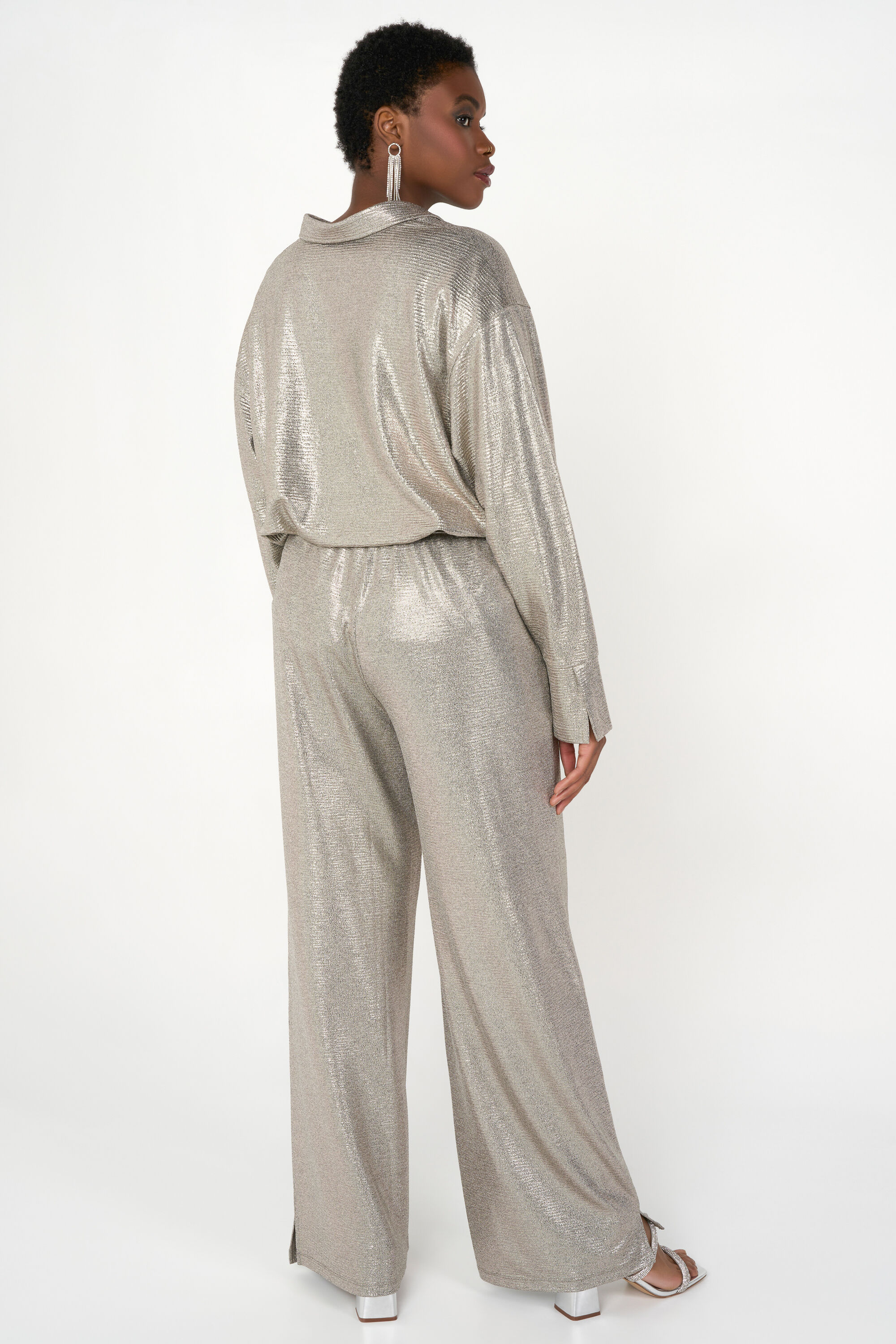 Broek met wijde pijpen en een glimmende stof image number 3
