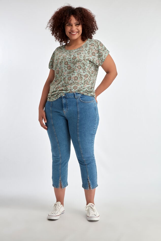 7/8 skinny jeans met studs en split image number 0