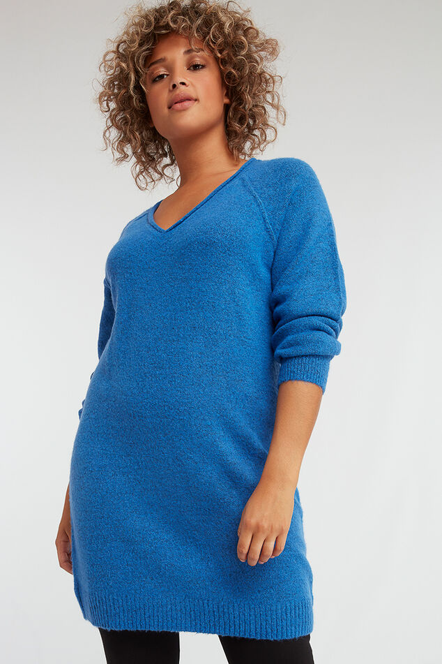 Trui jurk met V-hals image number 3